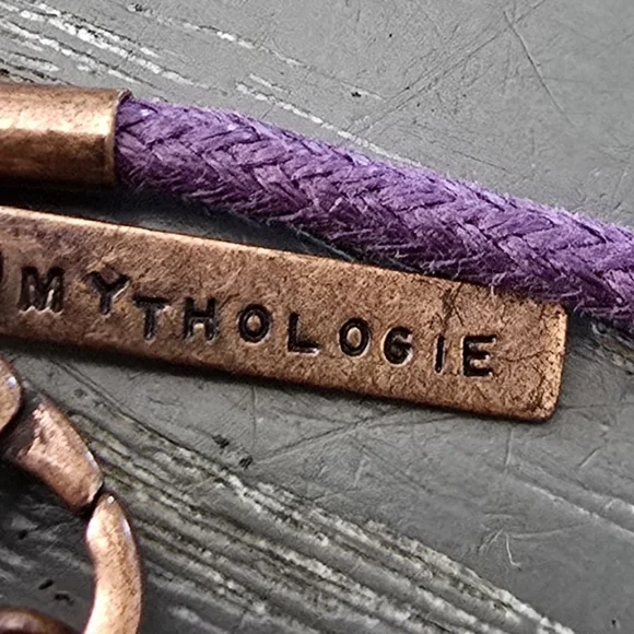 Anthropologie Mythologie Charm Necklace Dragonfly Freedom Peace Boho Purple Cord - Picture 8 of 8